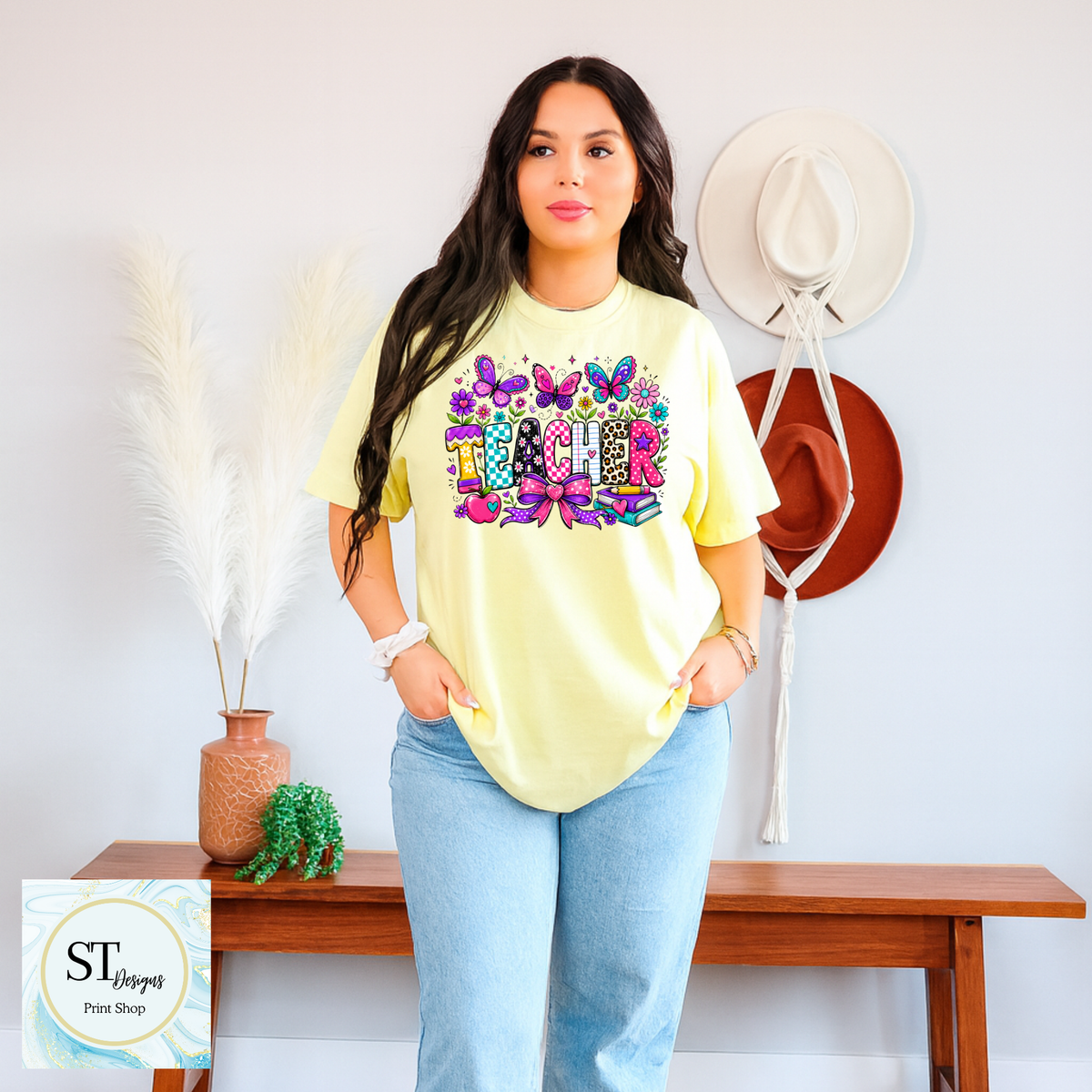 Colorful Butterfly Teacher Crewneck Sweatshirt