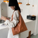 Women's Trendy PU Leather Shoulder Bag – Large Crossbody Tote