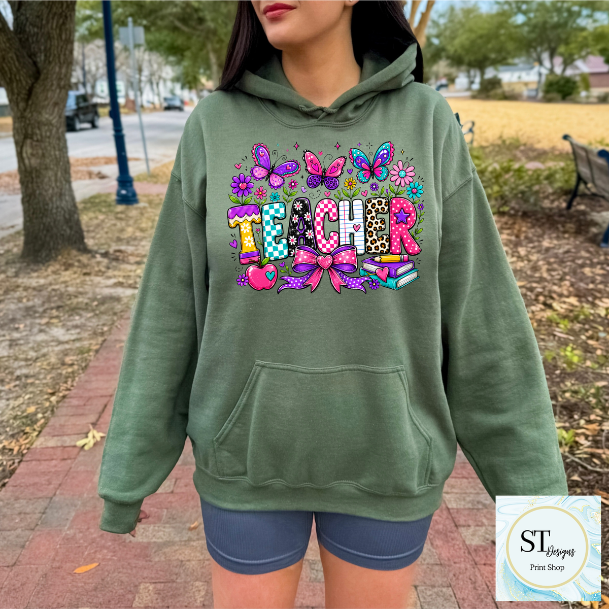 Colorful Butterfly Teacher Crewneck Sweatshirt