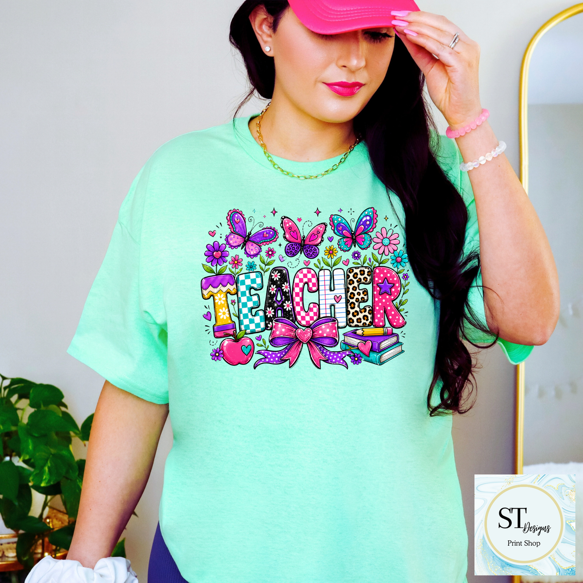Colorful Butterfly Teacher Crewneck Sweatshirt