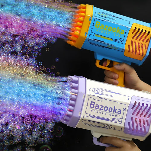 LED Bubble Gun Rocket – 69-Hole Automatic Bubble Blaster for Kids